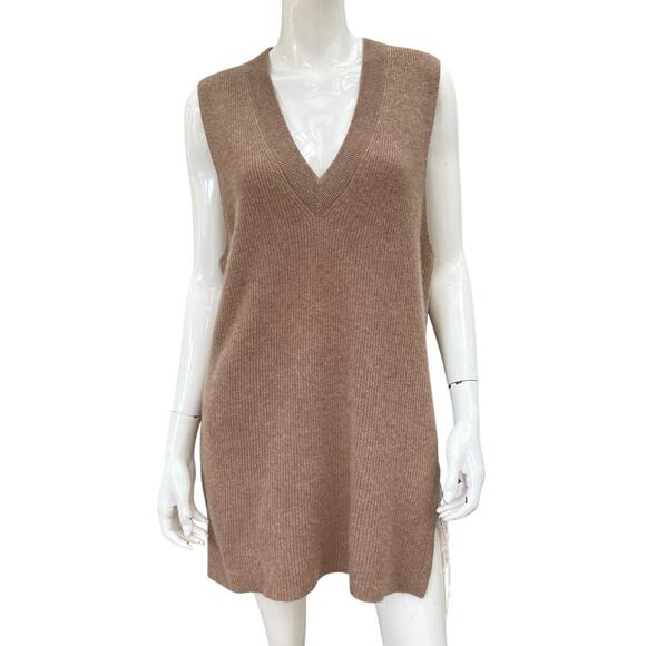Skull Cashmere Ribbed V-Neck Sleeveless Knit Sweater Size L - Picture 6 of 8